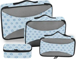 4 Pcs set suitcase organizer bags Mesh Travel Essentials Jewish Holiday Star Of David portable set compression packing cubes