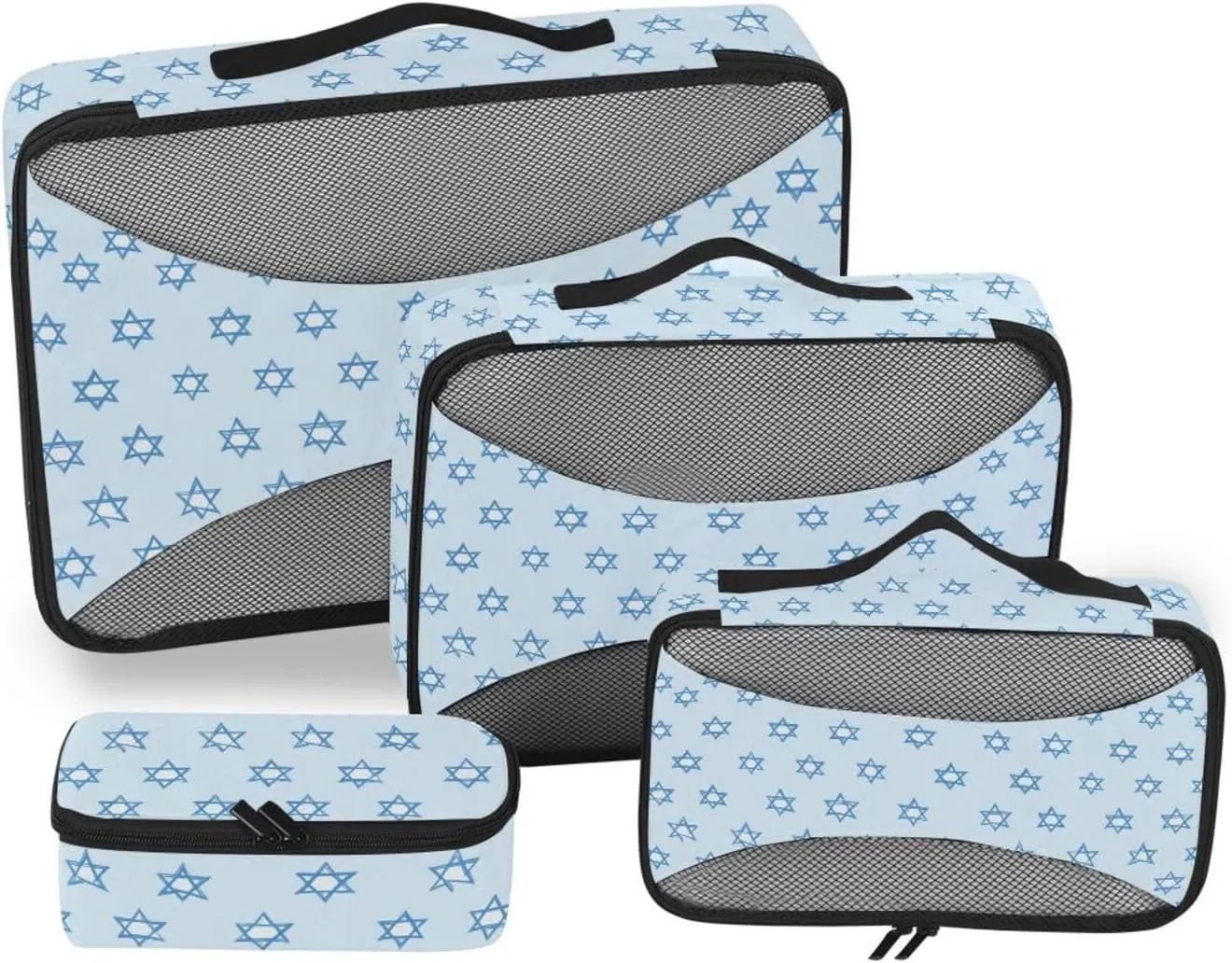 4 Pcs set suitcase organizer bags Mesh Travel Essentials Jewish Holiday Star Of David portable set compression packing cubes