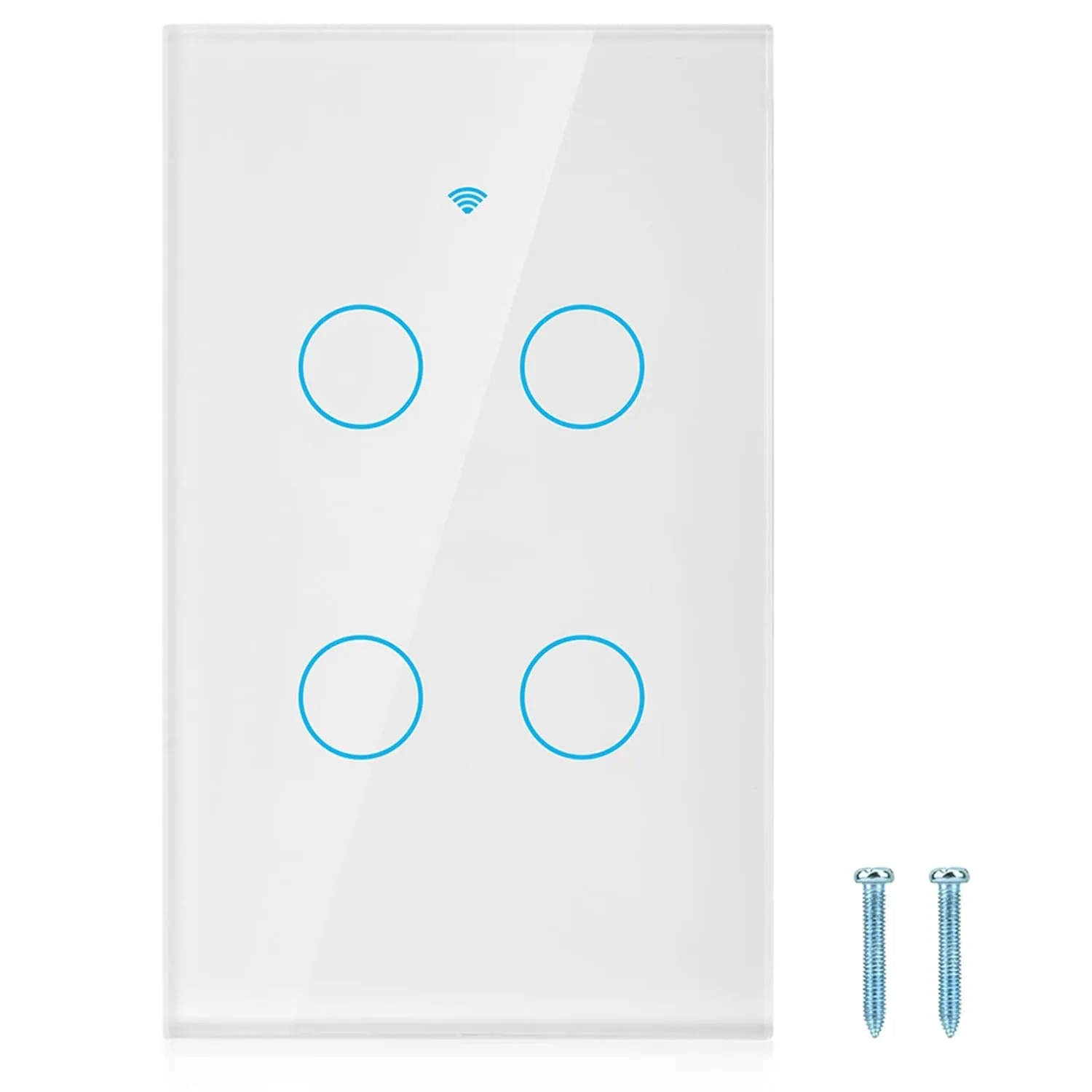 4-Way Smart Switch Wall Light Control Switch Remote Control Switch Voice Control Switch Single Circle for Home SIRI(US White)