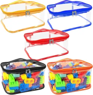 5 Pack Clear PVC Storage Bags, 9.4 x 6.5 x 5.5 Inch with Zipper, Reusable Waterproof Organizer Pouch for Board Games, Building Blocks, Toys and Books