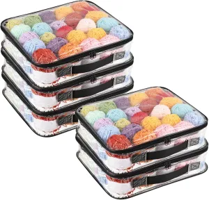 5 Pack Clear Yarn Storage Bags, 14x15x4 Inches Yarn Storage Organizer Tote Bag for Knitting Needles Crochet Hooks Yarn Balls Yarn and Unfinished Project