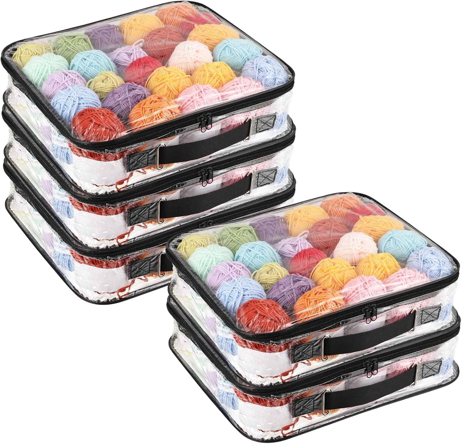 5 Pack Clear Yarn Storage Bags, 14x15x4 Inches Yarn Storage Organizer Tote Bag for Knitting Needles Crochet Hooks Yarn Balls Yarn and Unfinished Project