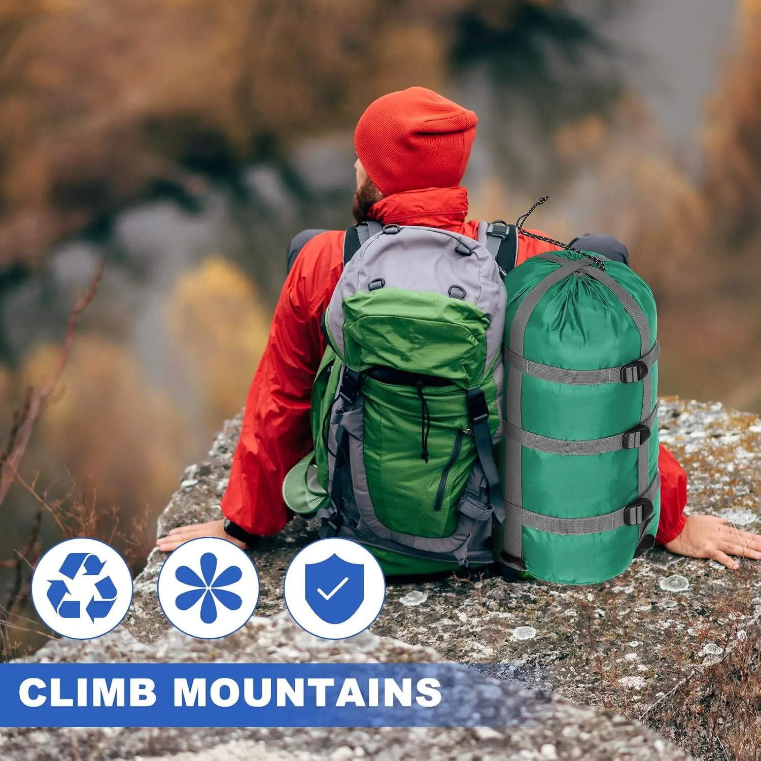 5 Pack Compression Stuff Sack 5 Assorted Size Sleeping Bag Stuff Sack Ultralight Sleeping Bag Cover Space Saving Gear for Travel Outdoor Camping Hiking Backpacking