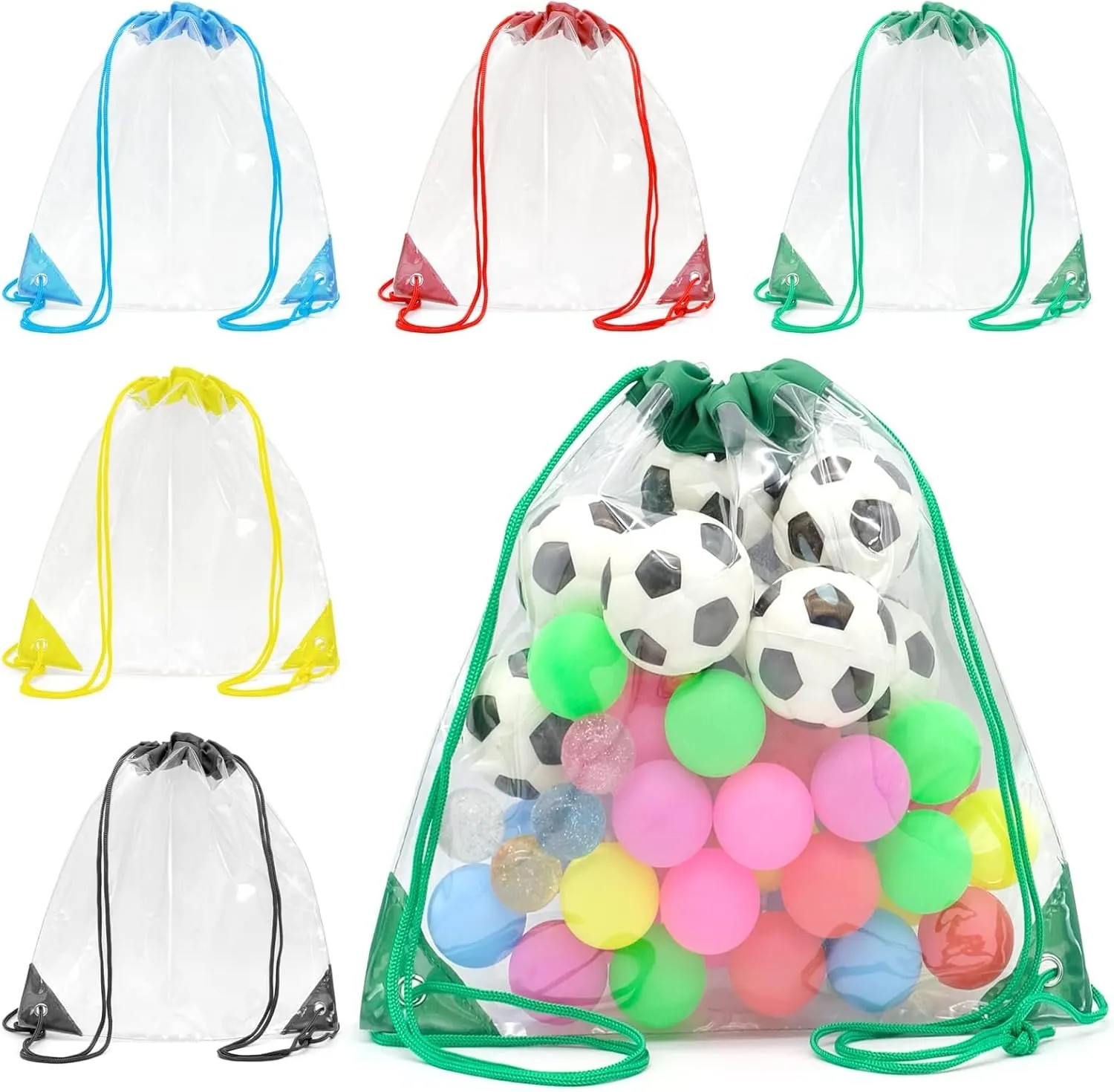 5 Pieces Waterproof Clear Drawstring Bags, Small Clear Bag for Stadium Events Gym Sport Outdoor Travel