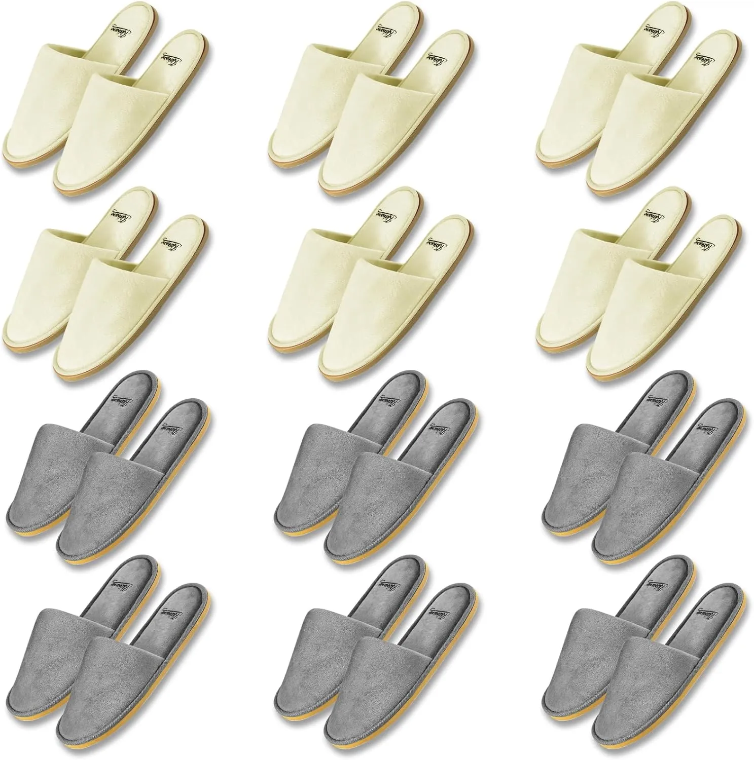 6-12 Pairs Disposable Slippers for Guests Non-slip Spa Slippers, Super Large Crystal Velvet Closed Toe Guest Slippers Reusable Thickened Upper & Sole Hotel Slippers for Women, Men, Travel