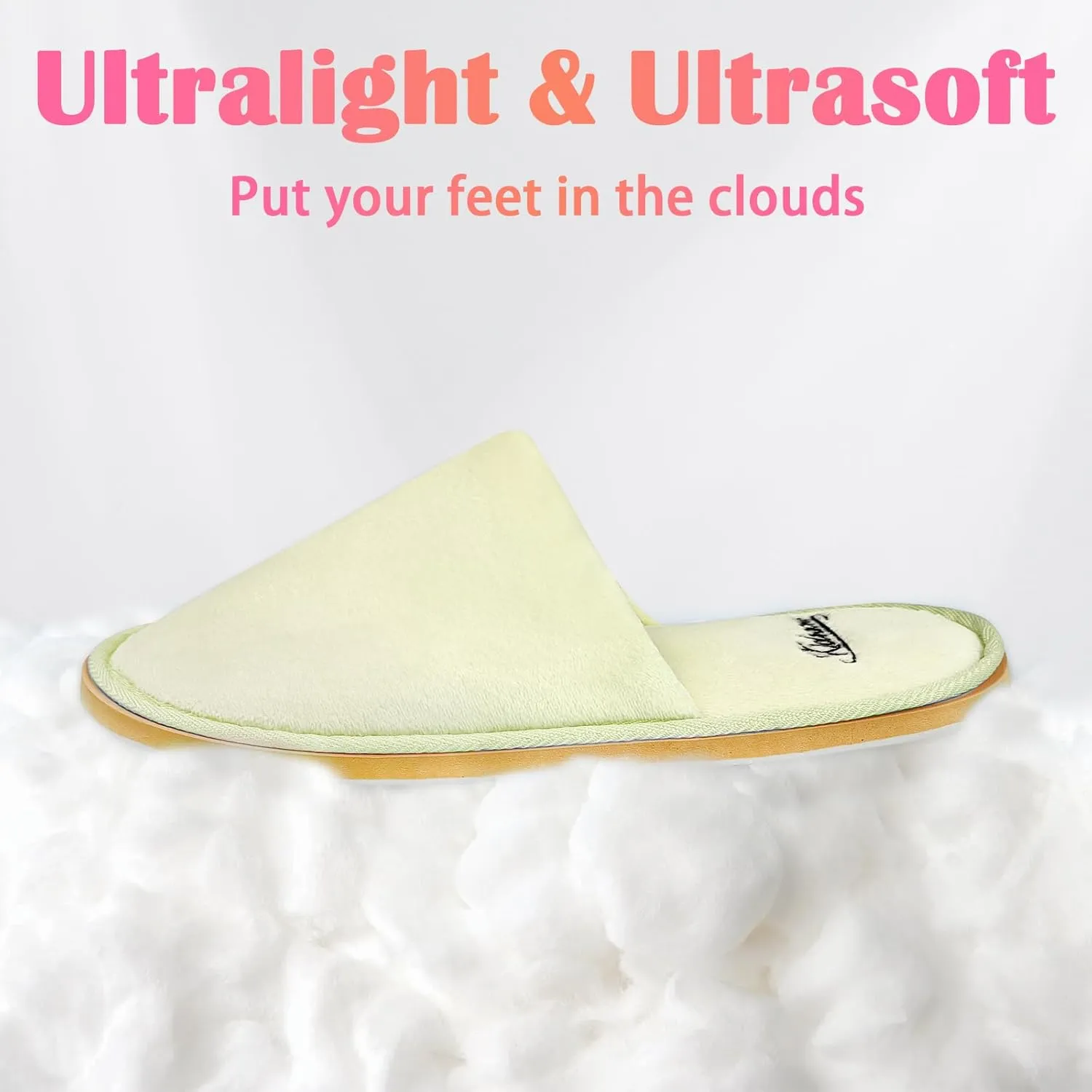 6-12 Pairs Disposable Slippers for Guests Non-slip Spa Slippers, Super Large Crystal Velvet Closed Toe Guest Slippers Reusable Thickened Upper & Sole Hotel Slippers for Women, Men, Travel