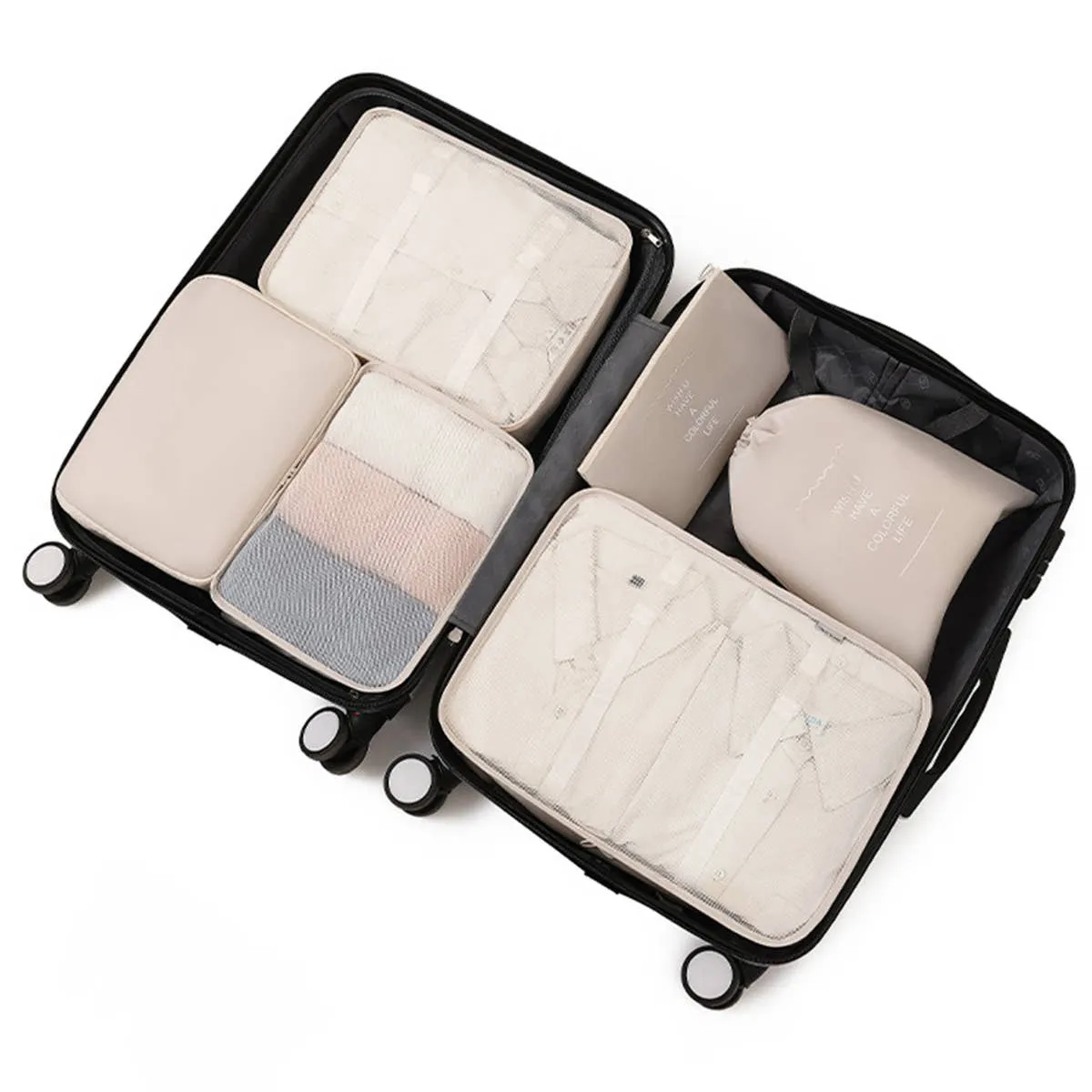 6 SET PACKING CUBES FOR SUITCASES_CWAB0542: WHITE