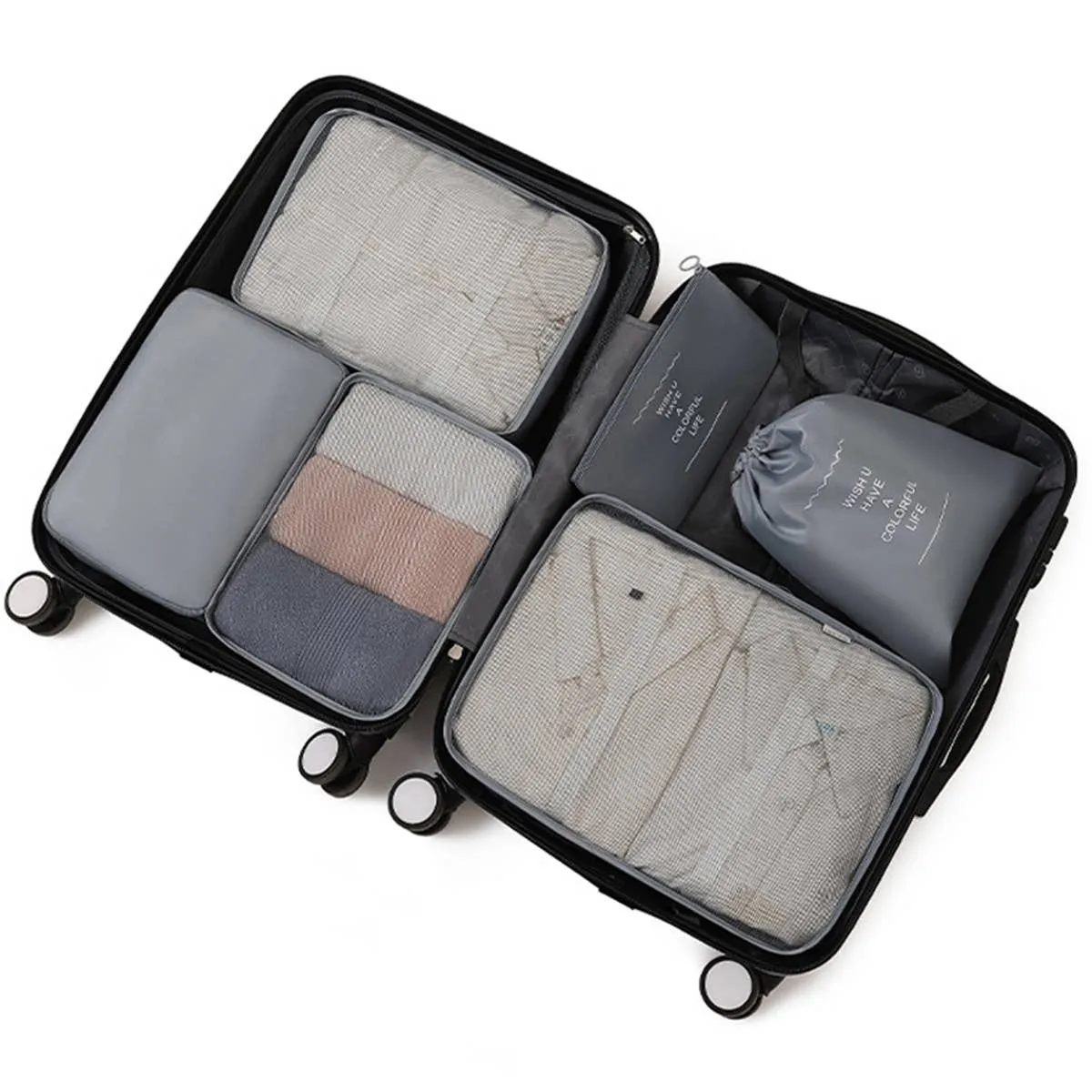 6 SET PACKING CUBES FOR SUITCASES_CWAB0542: WHITE