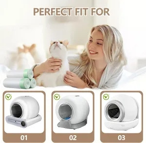 60 Count Self Cleaning Litter Box Bags Compatible with PetCova and MeoWantt, Pet Waste Bags Liners with Drawstring Heavy Duty for Automatic Cat Litter Box -19" x 18"