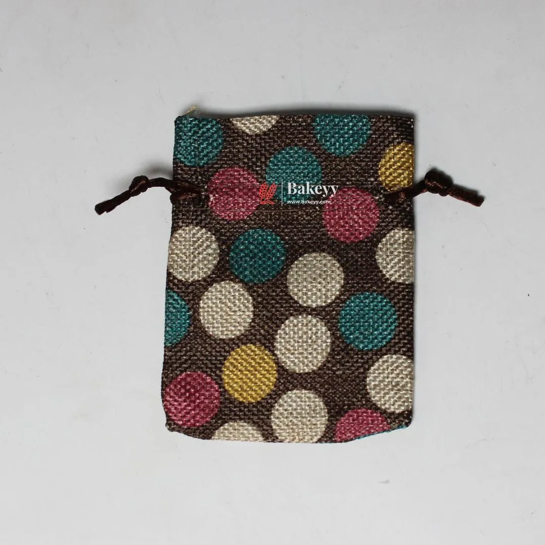 8x10 CM Dot Print | Printed Potli Jute Bag | Gift Return Gifts Bags |  Drawstring Bags | Pack Of 10