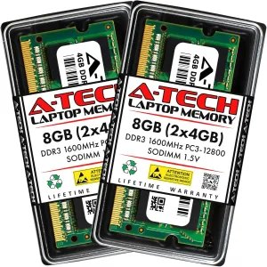 A-Tech 8GB Kit (2x4GB) RAM for Clevo P151SM1-A, P177SM-A, P370SM-A, P650SG, P655SE, P751ZM, W271CZQ, W355SSQ, W670SJQ1, W970SUY | DDR3 1600MHz PC3-12800 SODIMM 1.5V Non-ECC Memory Upgrade