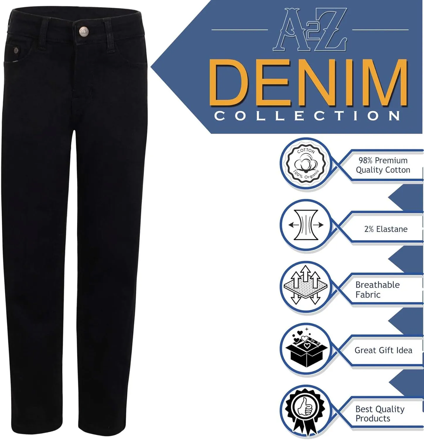 A2Z Kids Boys Relaxed Straight Fit Boot Cut Dark Blue Jeans for Teens Stretchy Comfortable Cotton Loose Fit Jeans 5-13 Years