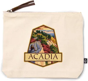 Acadia National Park, Maine, Cadillac Mountain, Painterly Series, 100% Cotton Zipper Pouch, Travel Accessory, Go Bag