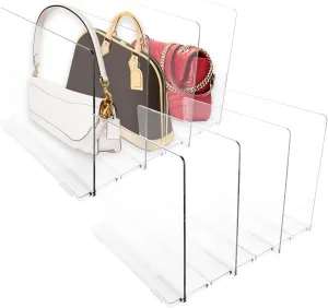 Acrux7 2PCS Purse Organizer for Closet, Adjustable Handbag Organizer, Clear Shelf Dividers Purse Closet Organizer for Bags, Wallets, Bookshelf, Clutches