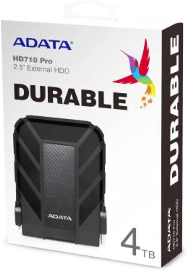 ADATA HD710 Pro 4TB USB 3.1 IP68 Waterproof/Shockproof/Dustproof Ruggedized External Hard Drive, Black (AHD710P-4TU31-CBK)