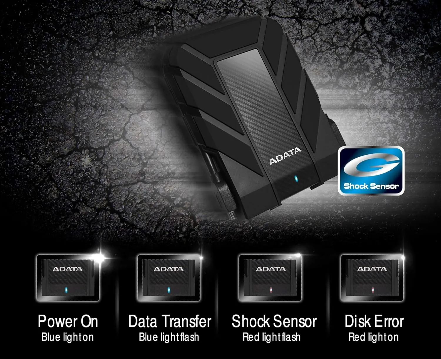 ADATA HD710 Pro 4TB USB 3.1 IP68 Waterproof/Shockproof/Dustproof Ruggedized External Hard Drive, Black (AHD710P-4TU31-CBK)