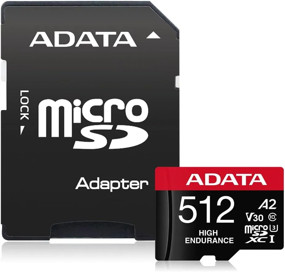ADATA High Endurance 512GB UHS-I U3 V30 A2 Class 10 Micro SDXC Memory Card (AUSDX512GUI3V30SHA2-RA1)