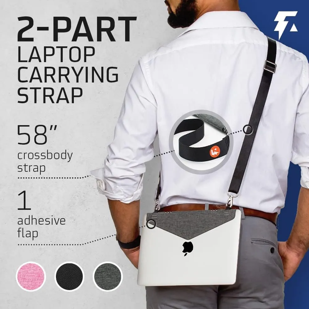Adhesive Crossbody Laptop Carrier – Bag Sleeve Case Alternative – MEDIUM – Fits Acer, Apple, Google, HP, Microsoft