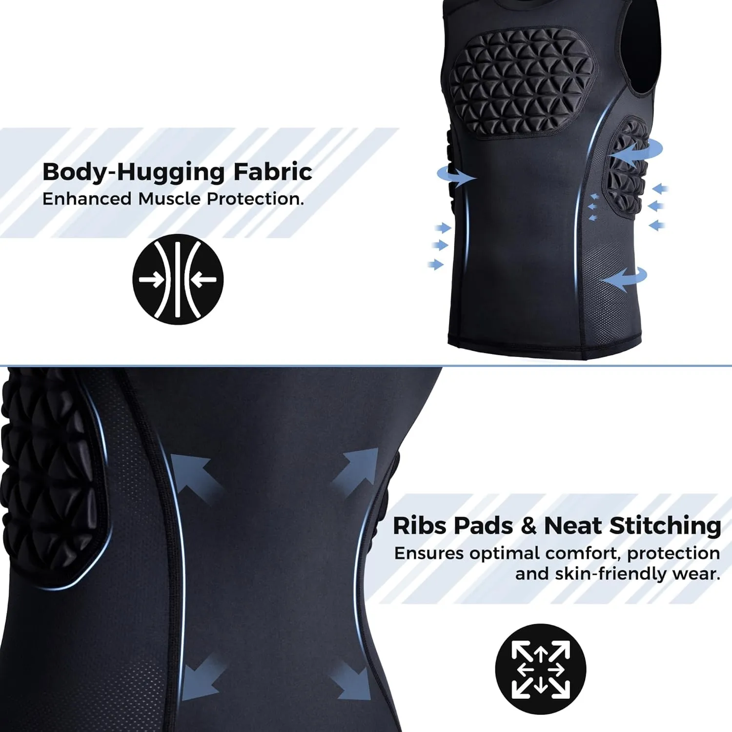 Adults Baseball Chest Rib Protector Padded Compression Shirt Support Softball Football Lacrosse Heart Sternum Guard