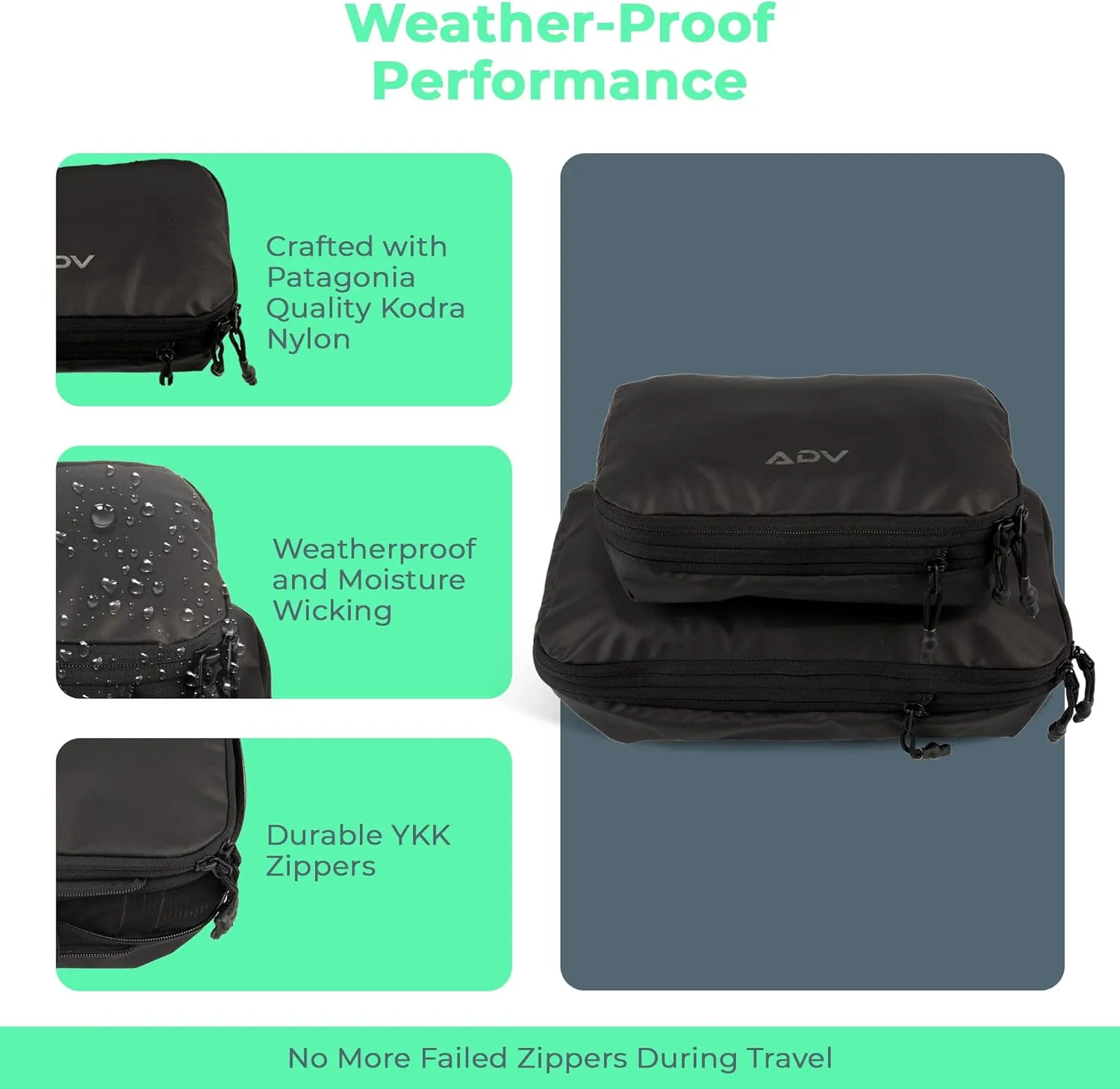 ADV Packing Cubes - Premium Weatherproof Kordra Nylon Packing Bags- Organize and Protect Your Travel Essentials with ADV Travel Compression Bags!