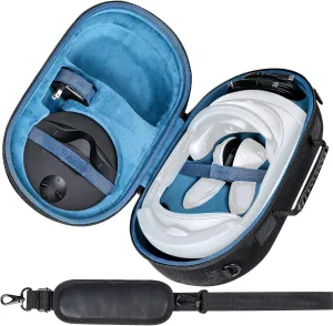 Aenllosi Hard Carrying Case Compatible with The Meta Oculus Quest 3/Pro VR Headset,Touch Controller,Charging Dock & Other Accessories(Black inner Blue,Case Only)