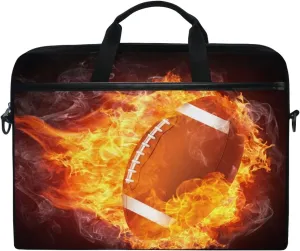 ALAZA American Football Fire Brown 13 14 15 inch Laptop Case Shoulder Bag Crossbody Briefcase Messenger Sleeve for Women Men Girls Boys with Shoulder Strap Handle, Back to School Gifts for Her Him