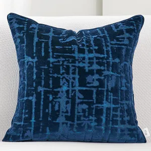 Alerfa Square Geometrical Plaid Striped Cut Velvet Throw Pillow Cover 20x20 Inch Luxury Modern Decorative Accent Pillow Cover for Couch Living Room Bedroom, Blue