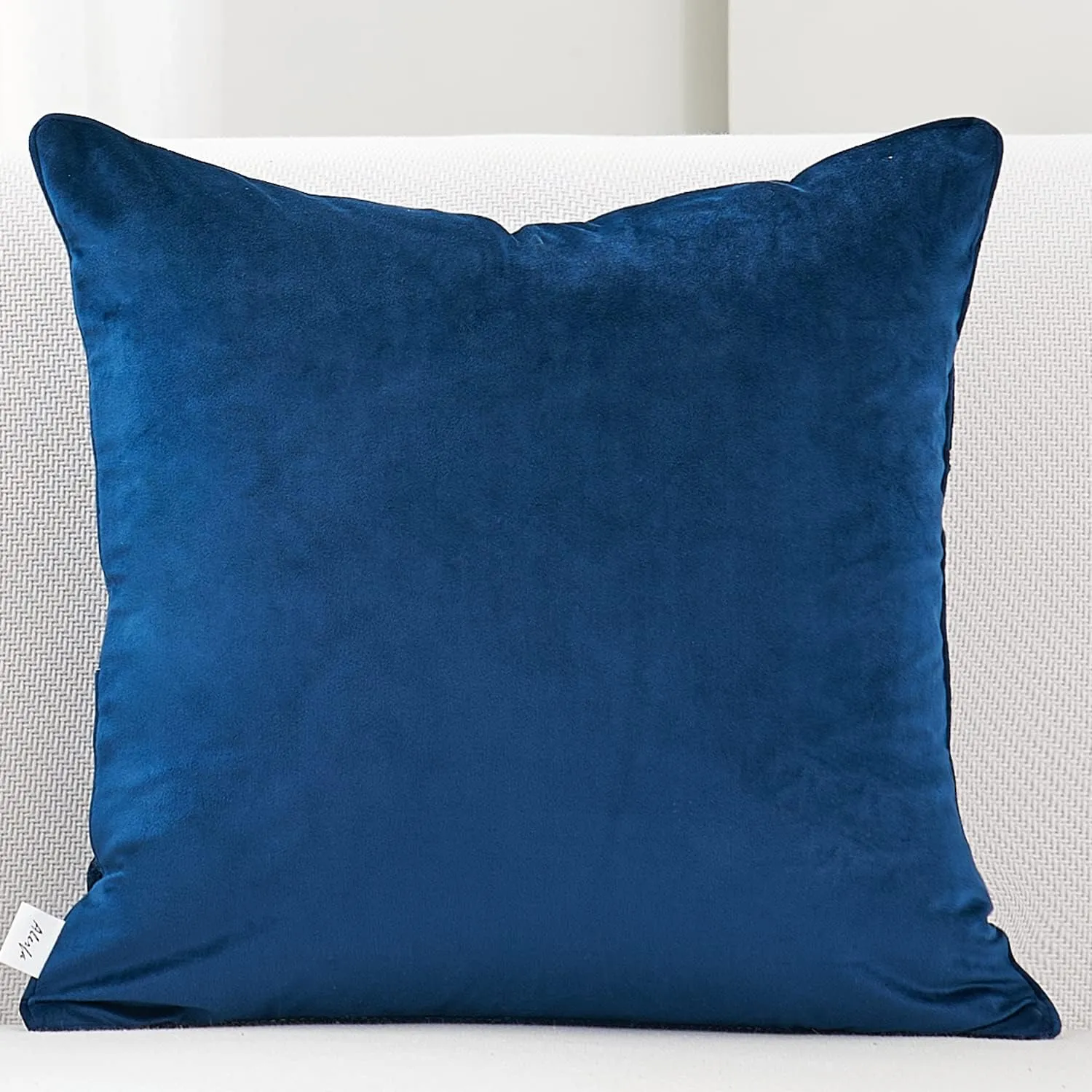 Alerfa Square Geometrical Plaid Striped Cut Velvet Throw Pillow Cover 20x20 Inch Luxury Modern Decorative Accent Pillow Cover for Couch Living Room Bedroom, Blue