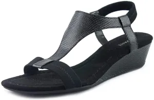 Alfani Womens Vacanzaa 2 Faux Leather T-Strap Wedge Sandals