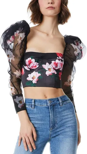 alice   olivia Baharia Mutton Sleeve Bustier