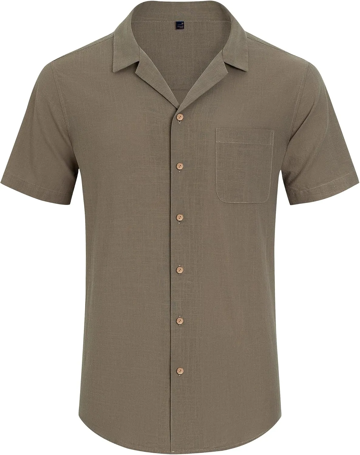 Alimens & Gentle Mens Linen Shirts Short Sleeve Button Down Shirts Cotton Summer Beach Cuban Shirts Vacation Hawaiian Shirts
