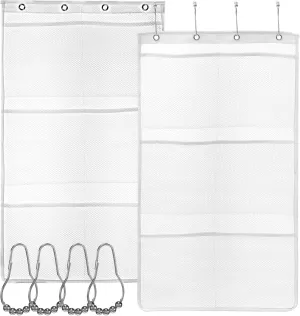 Alipis Mesh Shower Organizer Pockets Shower Storage Bag Hanging Shampoo Holder Bags, Bathroom Hanger Pouch with 6-Pocket, 2Pcs