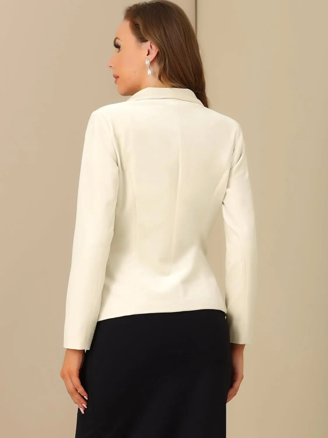 Allegra K Women's Halloween Christmas Office Coat Solid Shawl Collar 1 Button Velvet Blazer