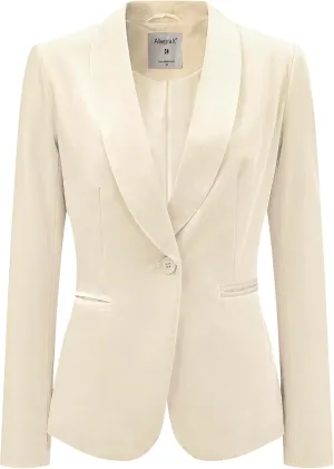 Allegra K Women's Halloween Christmas Office Coat Solid Shawl Collar 1 Button Velvet Blazer