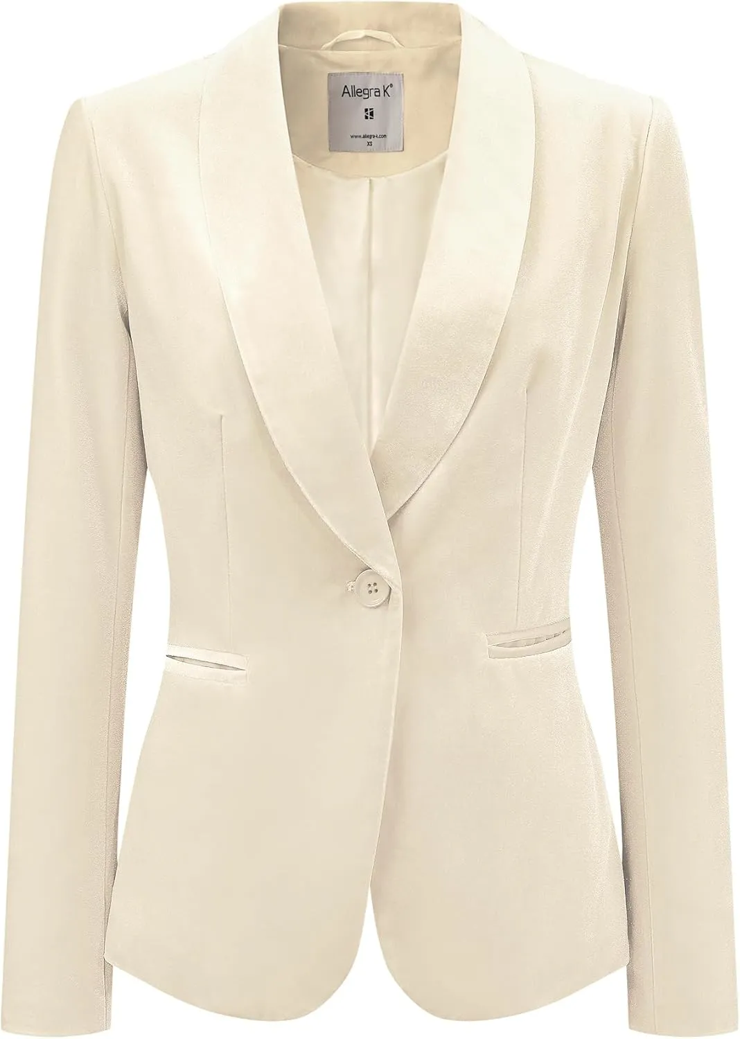 Allegra K Women's Halloween Christmas Office Coat Solid Shawl Collar 1 Button Velvet Blazer