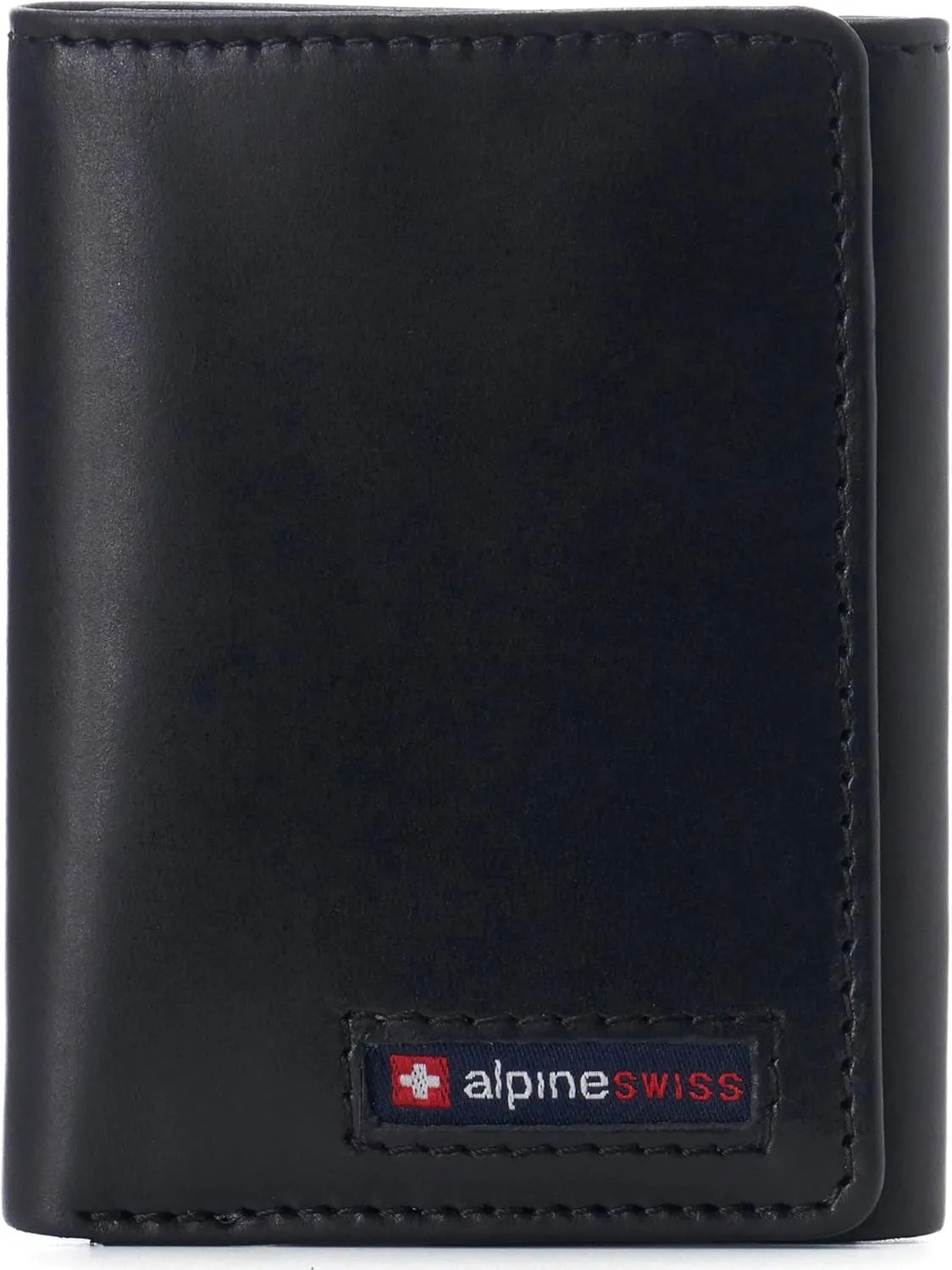 Alpine Swiss Men's Leon RFID Trifold Pocket Wallet – Genuine Leather Wallet for Men, Slim Design with ID Window & Multiple Card Slots, Classic RFID Safe Pocket Wallet in gift box