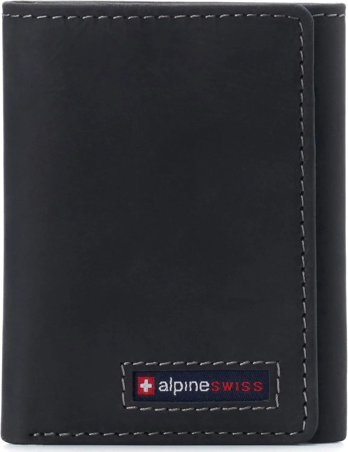 Alpine Swiss Men's Leon RFID Trifold Pocket Wallet – Genuine Leather Wallet for Men, Slim Design with ID Window & Multiple Card Slots, Classic RFID Safe Pocket Wallet in gift box