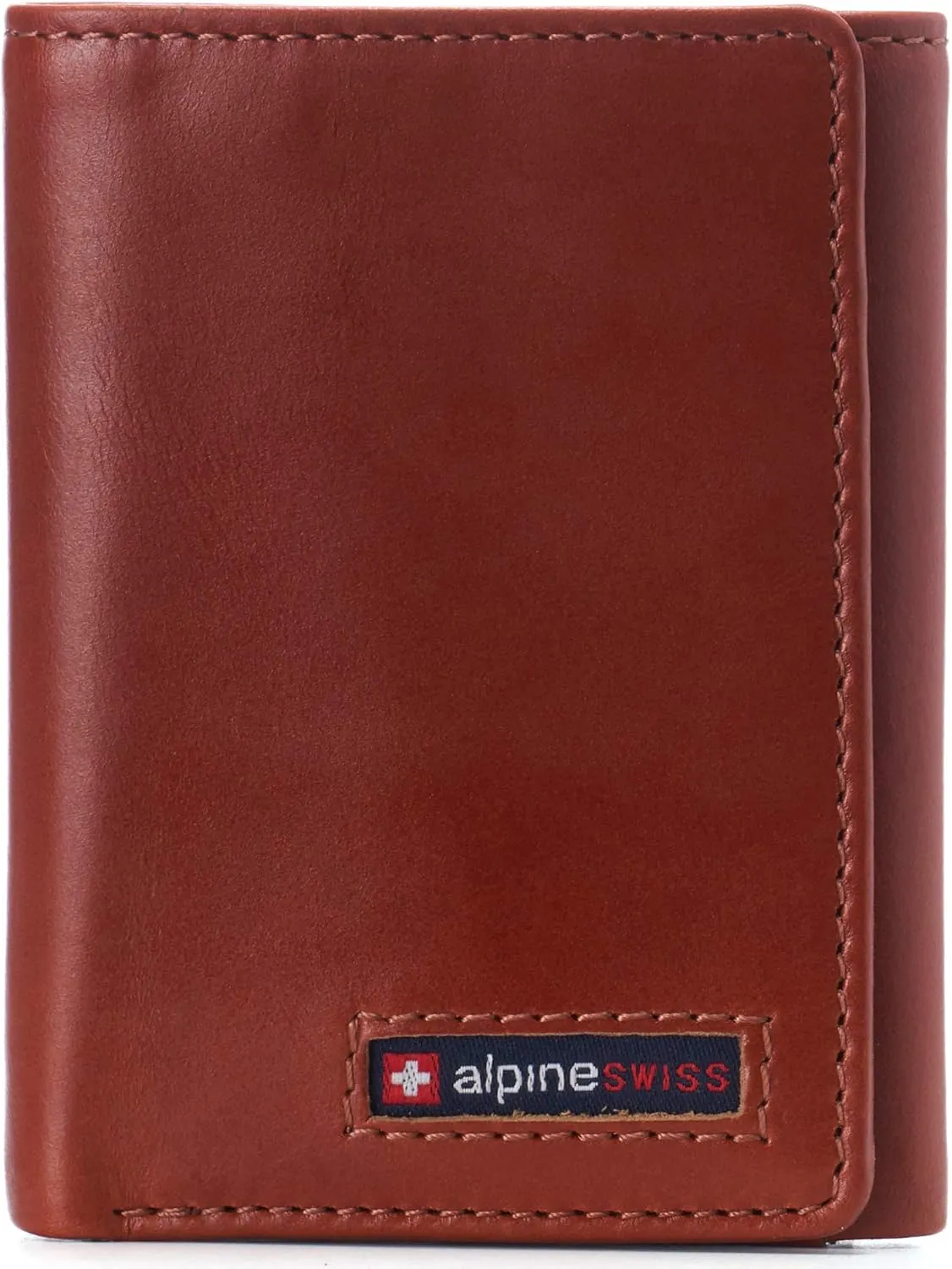 Alpine Swiss Men's Leon RFID Trifold Pocket Wallet – Genuine Leather Wallet for Men, Slim Design with ID Window & Multiple Card Slots, Classic RFID Safe Pocket Wallet in gift box