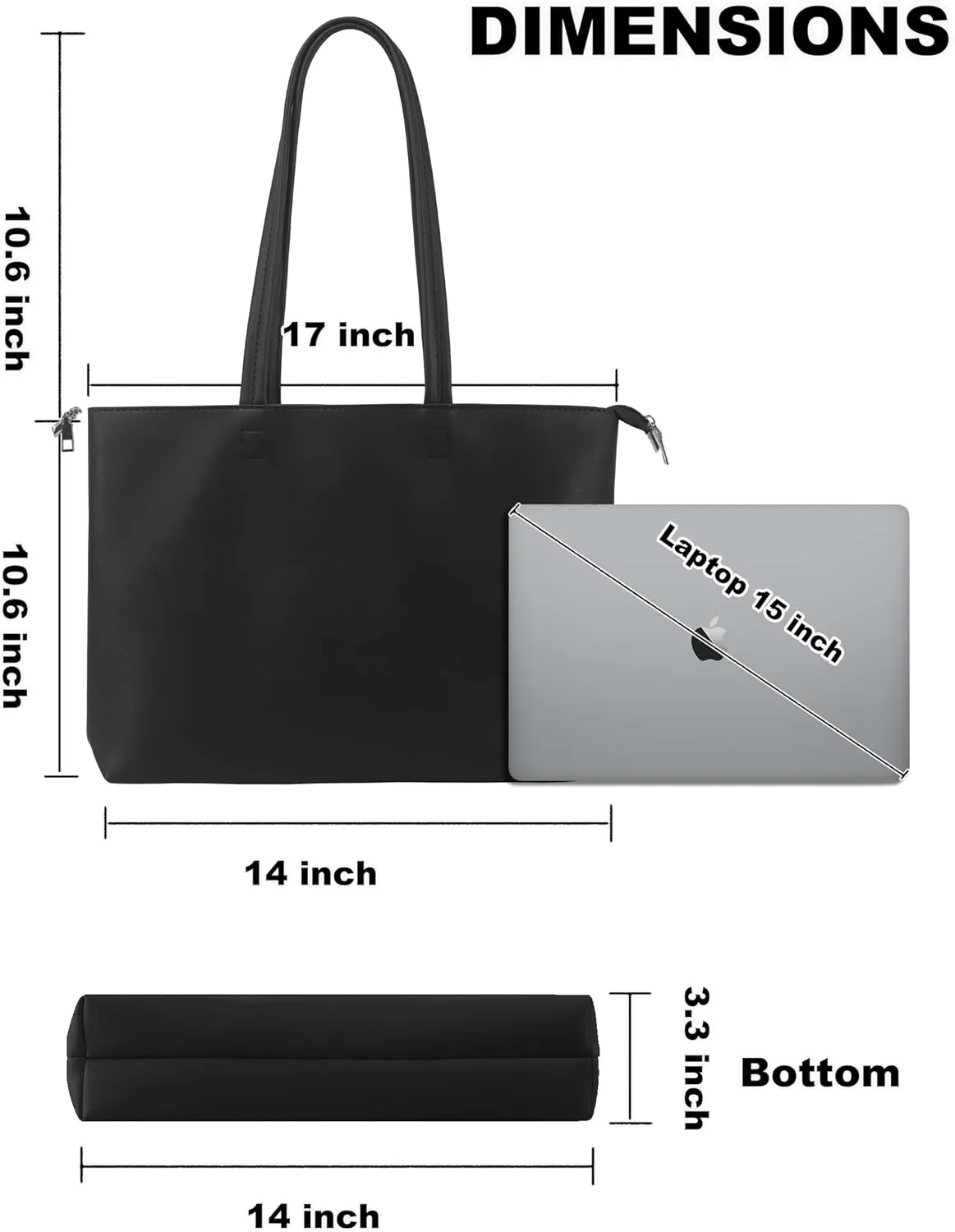 ALUWU Tote Bag for Women with Zipper Faux Leather Shoulder Handbags Work Purses