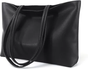 ALUWU Tote Bag for Women with Zipper Faux Leather Shoulder Handbags Work Purses