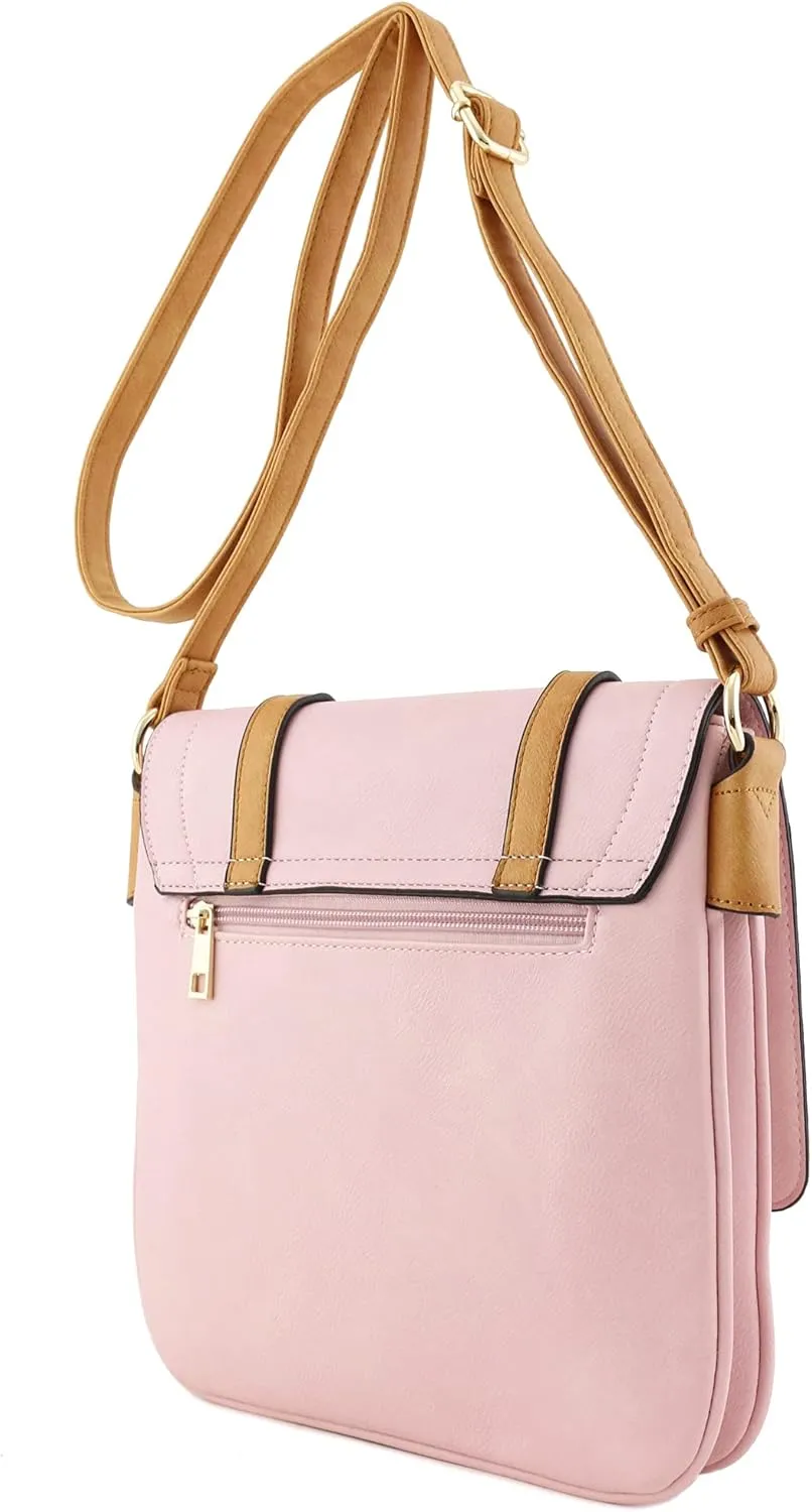 ALYSSA Double Compartment Large Flapover Crossbody Bag