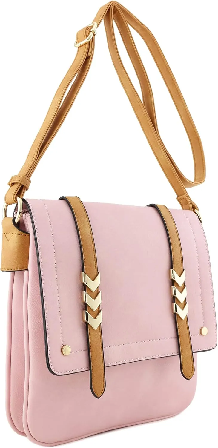 ALYSSA Double Compartment Large Flapover Crossbody Bag