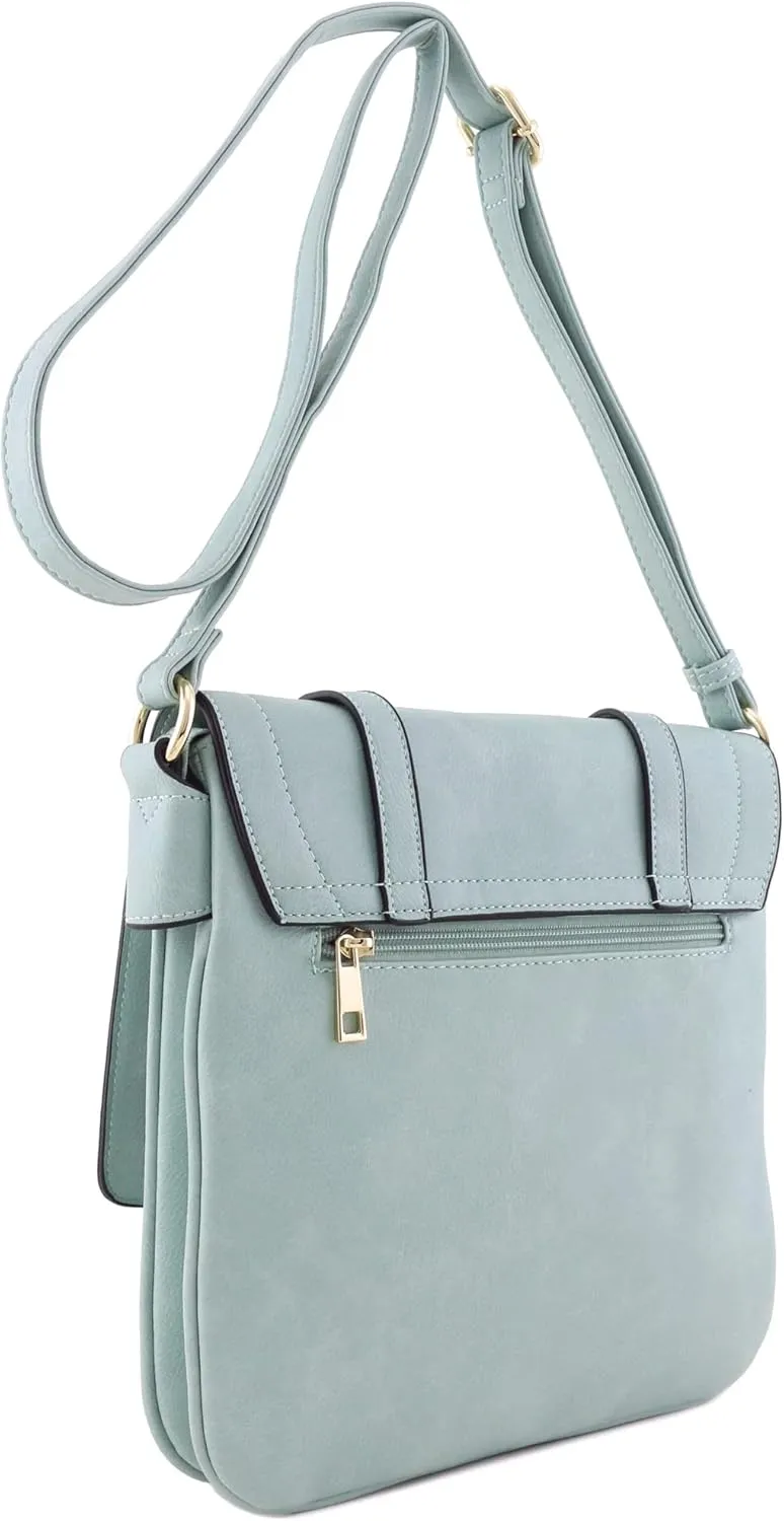 ALYSSA Double Compartment Large Flapover Crossbody Bag