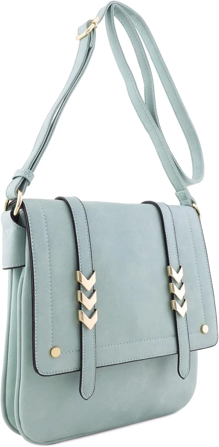 ALYSSA Double Compartment Large Flapover Crossbody Bag