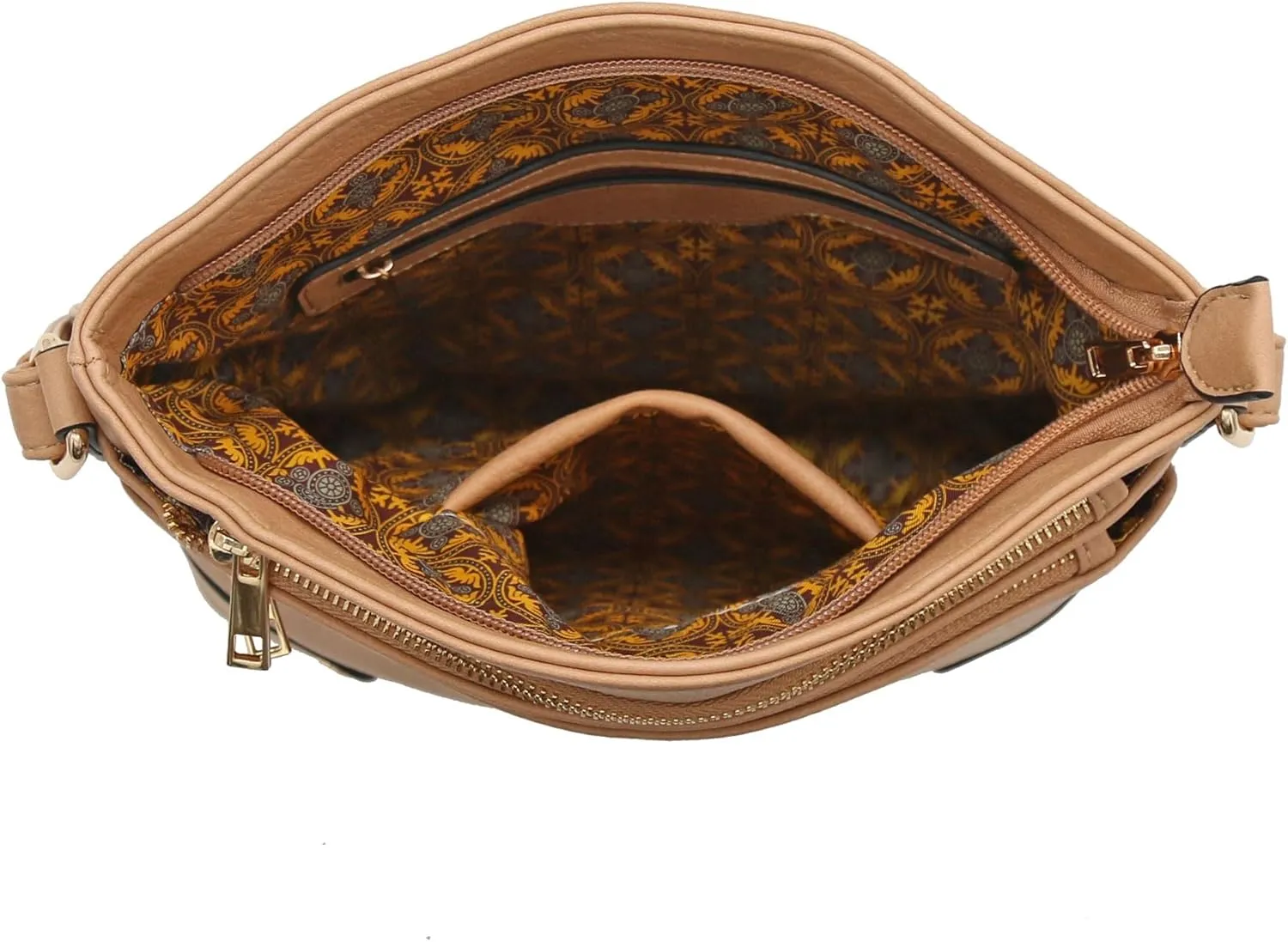 ALYSSA Triple Zip Pocket Large Crossbody Bag