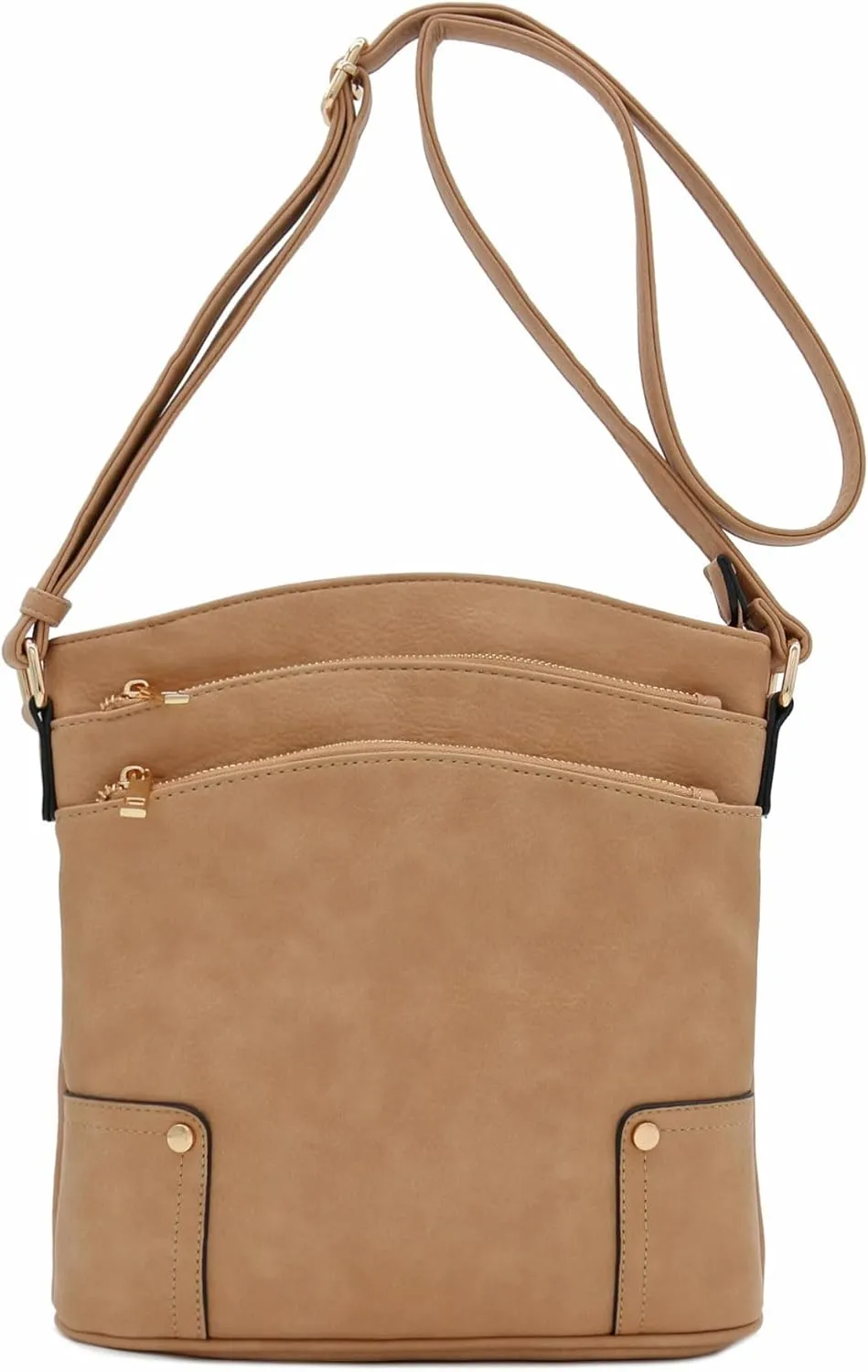 ALYSSA Triple Zip Pocket Large Crossbody Bag