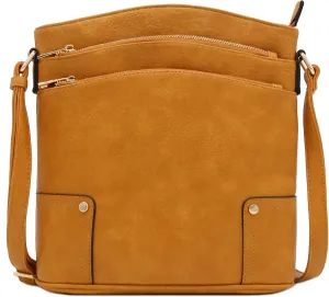 ALYSSA Triple Zip Pocket Large Crossbody Bag