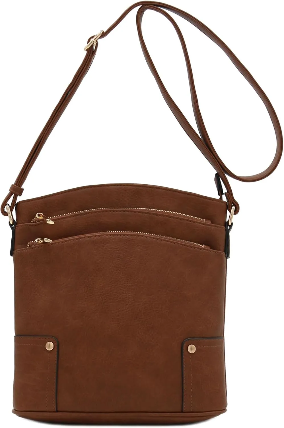 ALYSSA Triple Zip Pocket Large Crossbody Bag