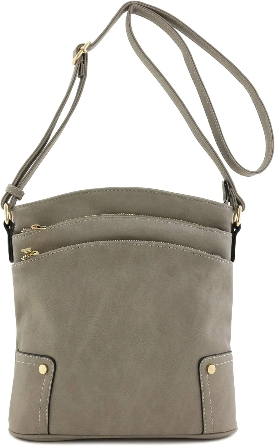 ALYSSA Triple Zip Pocket Large Crossbody Bag