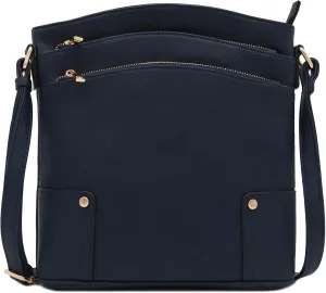 ALYSSA Triple Zip Pocket Large Crossbody Bag
